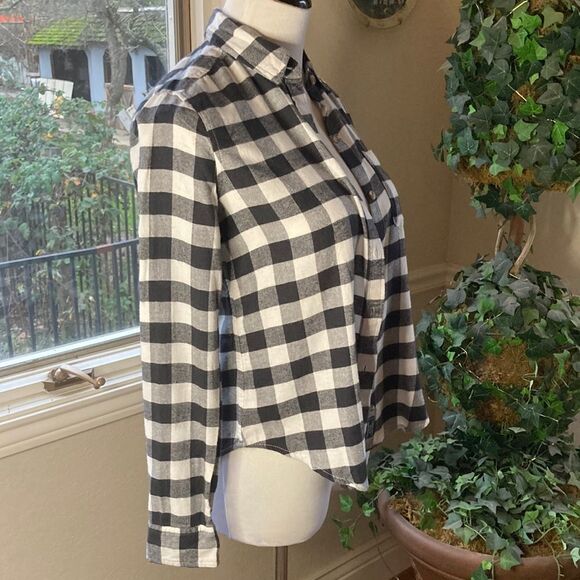 Abercrombie & Fitch Black&White Flannel Button Down Top Size XXS - Picture 2 of 11